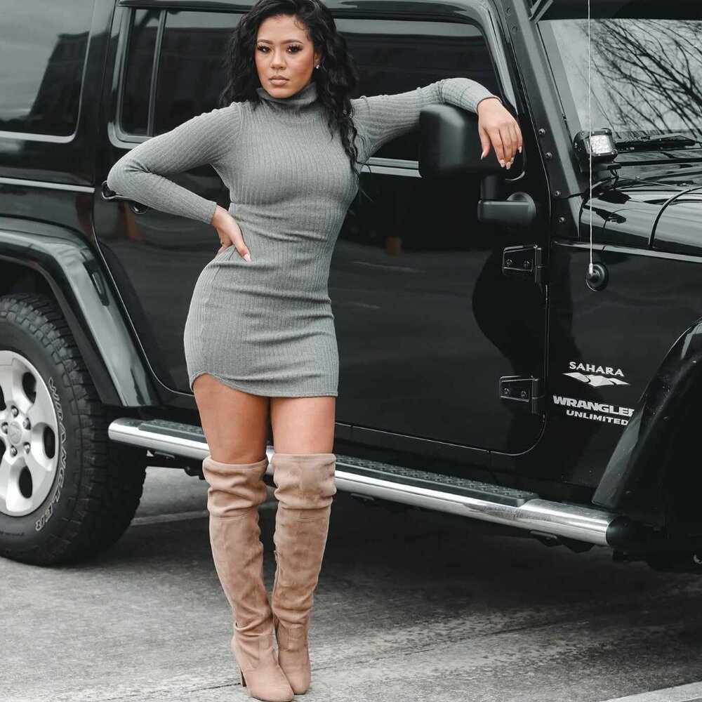 Bodycon Long Sleeve Mini Sweater Dress